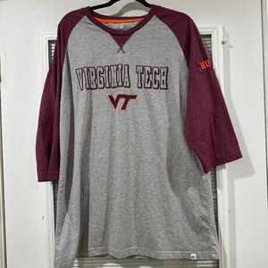 Virginia Tech Hokies Baseball style 3/4 sleeve shirt Mens XXL
